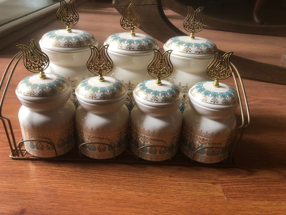 Altılı Beyaz Desenli Baharatlık Seti - Görsel 2