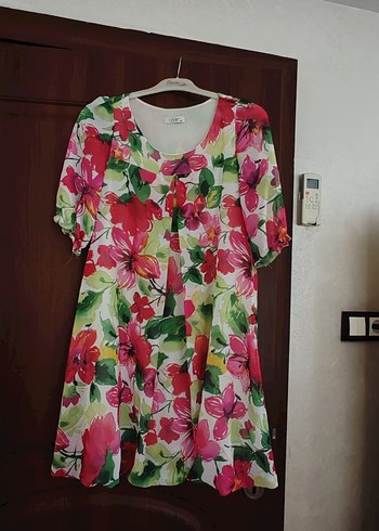 Pembe Desenli Bohem Mini Elbise - Görsel 2