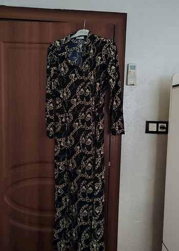 Kadın Uzun Kollu Yılan Desenli Bohem Uzun Elbise - Görsel 2