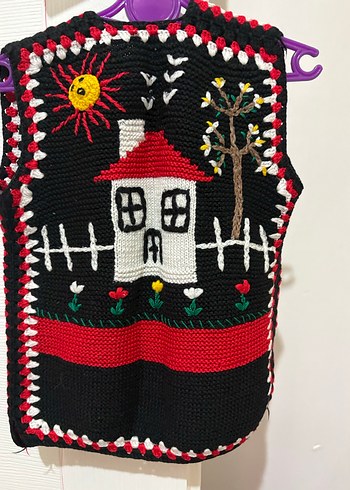 Nakışlı Örgü Kadın Yelek - Görsel 3