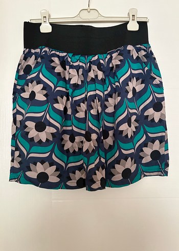 Gri Mavi Desenli Pilili Midi Hamile Eteği - Görsel 2