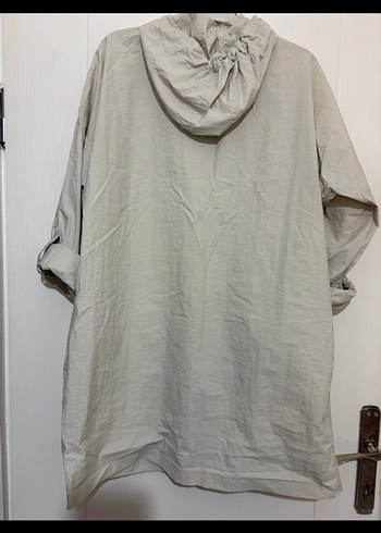 Bej Kadın Midi Keten Yağmurluk - Görsel 3