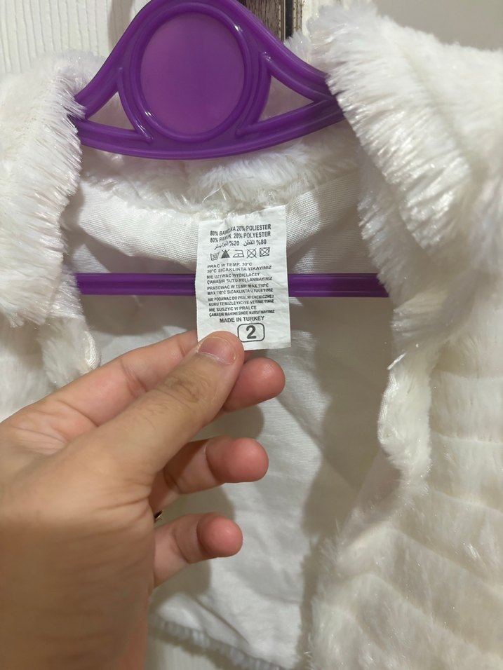 Kız Çocuk Beyaz Kürk Detaylı Bolero - Görsel 3