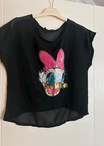 Kız Çocuk Siyah Payetli Tişört - Görsel 2