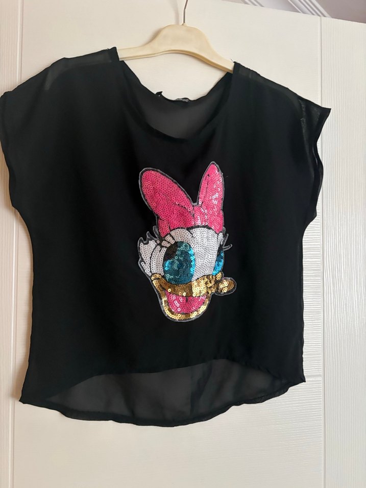 Kız Çocuk Siyah Payetli Tişört - Görsel 2