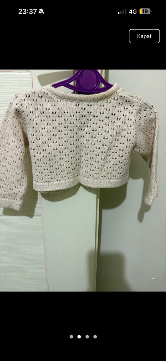 Kız Çocuk Bej Örgü Bolero - Görsel 3