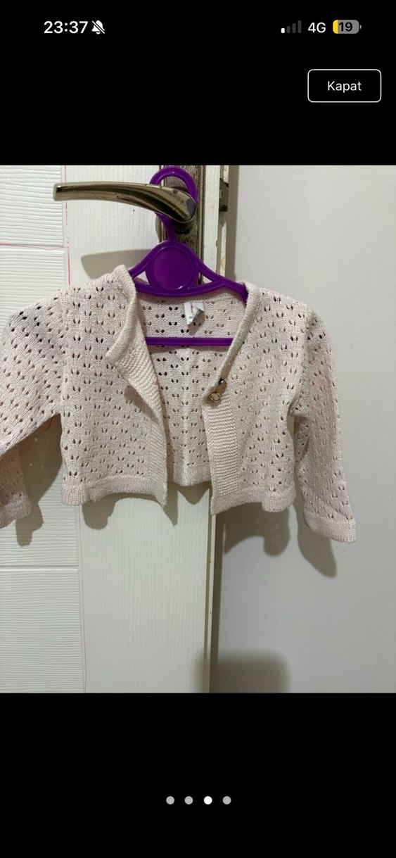 Kız Çocuk Bej Örgü Bolero - Görsel 2
