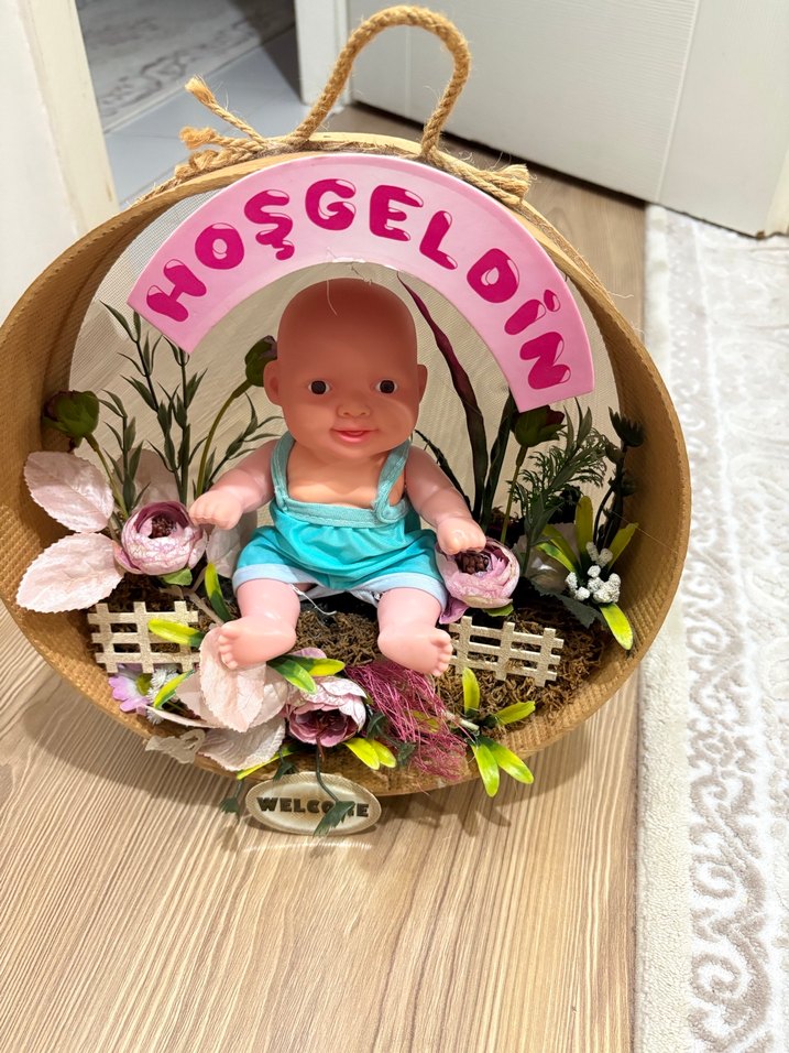Pembe Hoşgeldin Bebek kapı süsü - Görsel 2