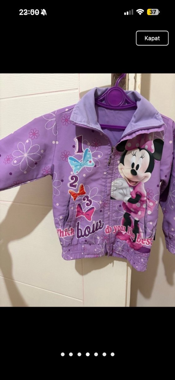 Kız Çocuk Mor Minnie Baskılı Ceket - Görsel 4