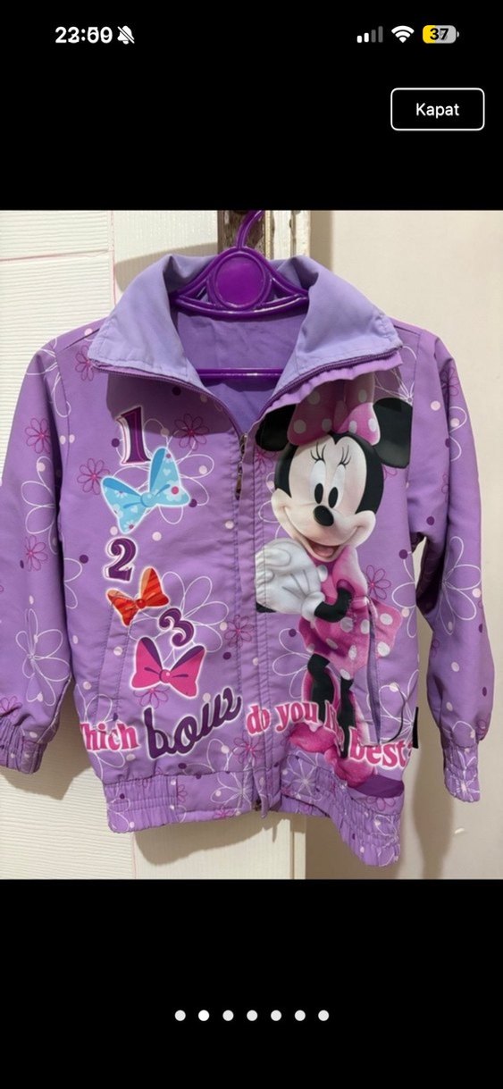 Kız Çocuk Mor Minnie Baskılı Ceket - Görsel 2