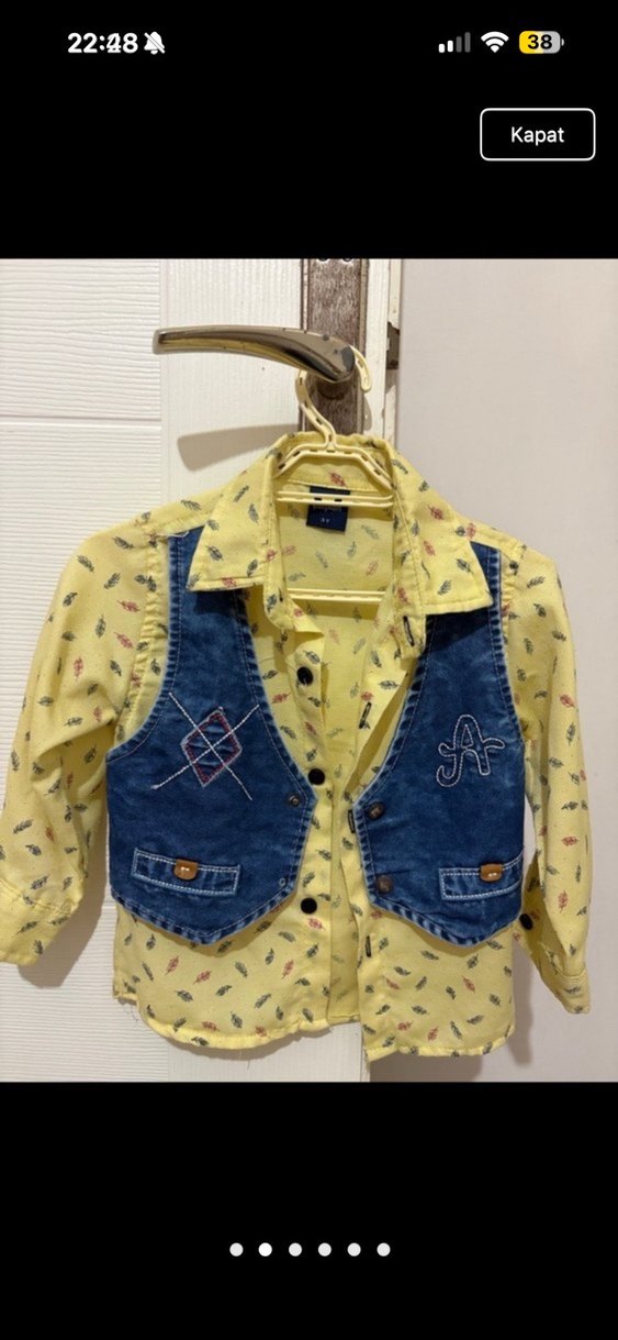 Sarı Bağlamalı Bebek Erkek Kot Takım - Görsel 2