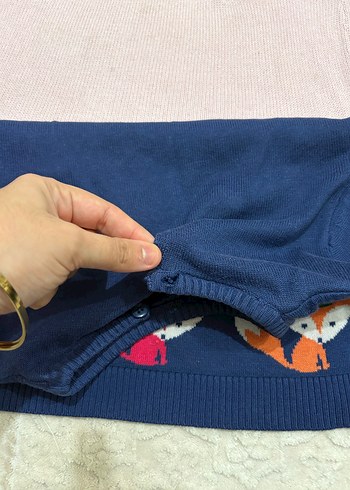 3 kazak Nakışlı Triko Kız Hırkası Gri - Görsel 3