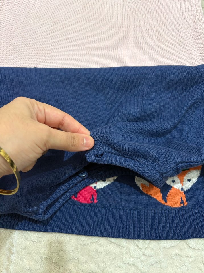 3 kazak Nakışlı Triko Kız Hırkası Gri - Görsel 3