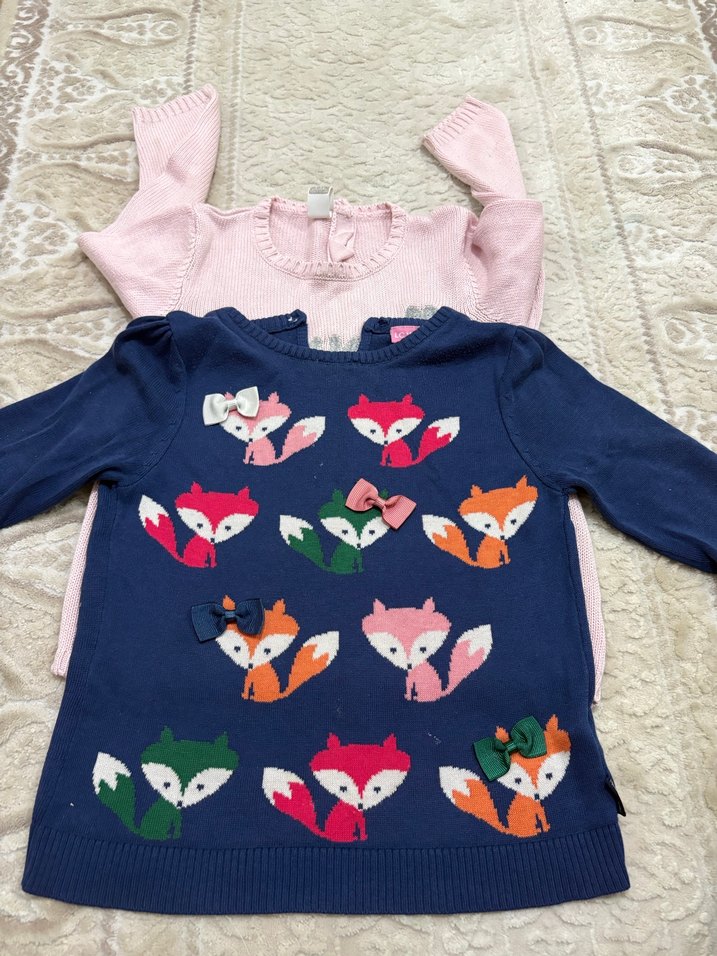 3 kazak Nakışlı Triko Kız Hırkası Gri - Görsel 2