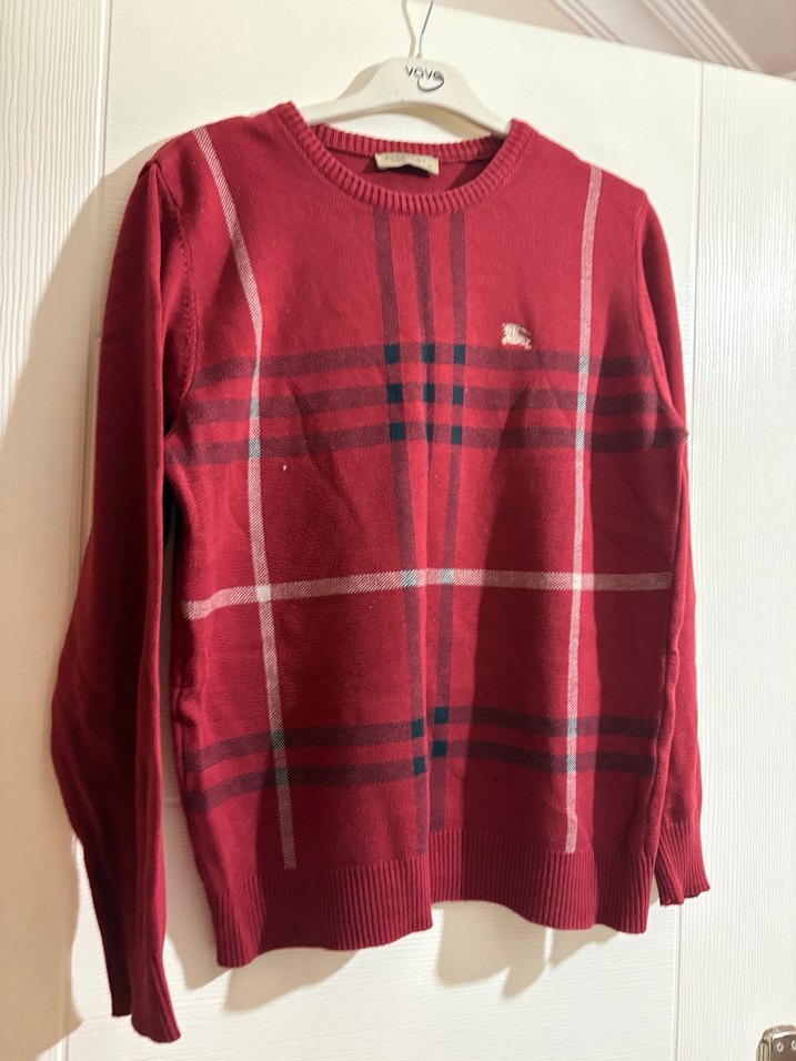 Bordo Kareli erkek Triko Kazak - Görsel 2