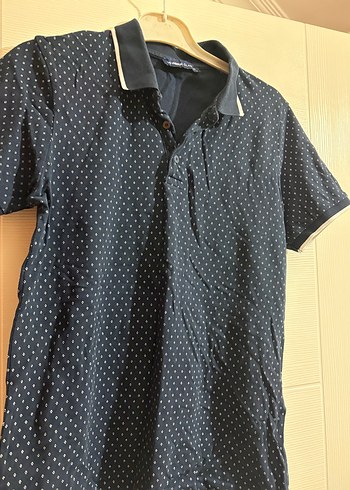 Erkek Lacivert Puantiyeli Polo Tişört - Görsel 2