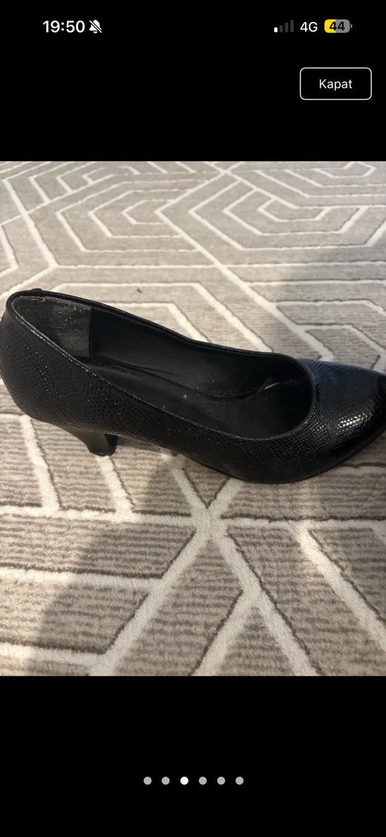 Siyah Yılan Desenli Dolgu Topuklu Stiletto - Görsel 3