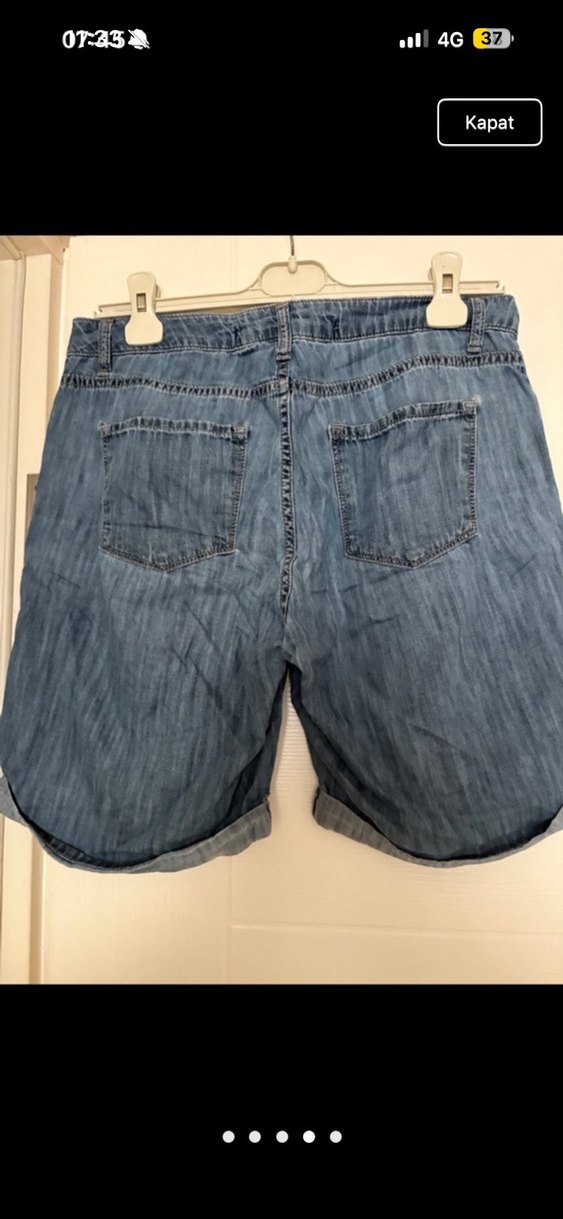 Gri Kadın Denim Mini Şort - Görsel 4