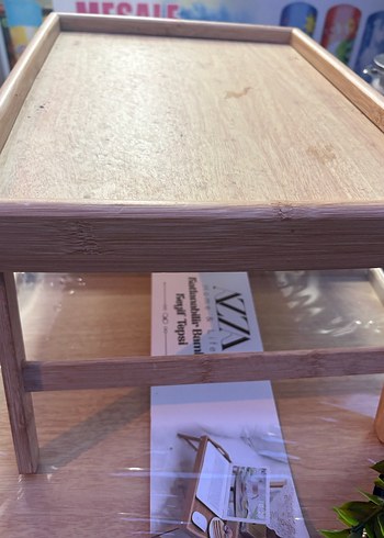 Beyaz Katlanabilir Ahşap Kahvaltı Tepsisi - Görsel 4