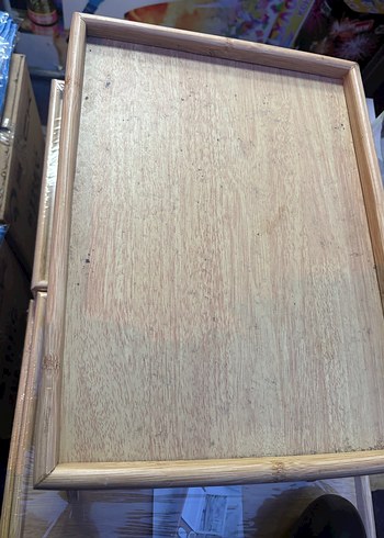 Beyaz Katlanabilir Ahşap Kahvaltı Tepsisi - Görsel 3