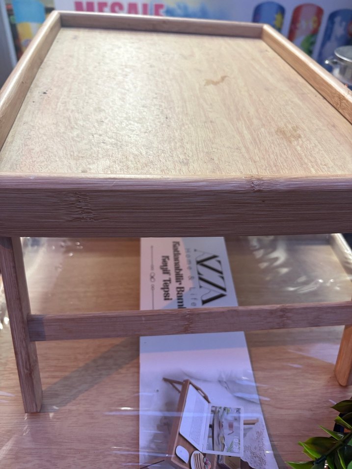 Beyaz Katlanabilir Ahşap Kahvaltı Tepsisi - Görsel 4