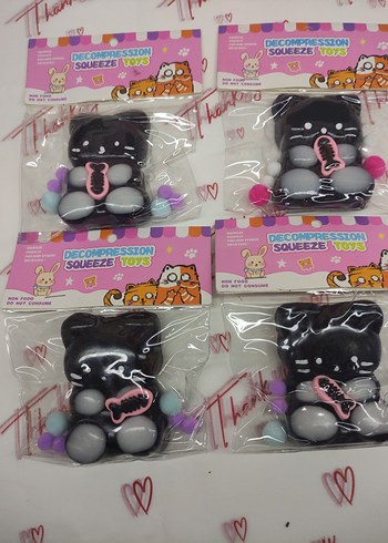 Pastel Pembe Sıkılabilir Oyuncak Kedi Figürü mojmoj - Görsel 2