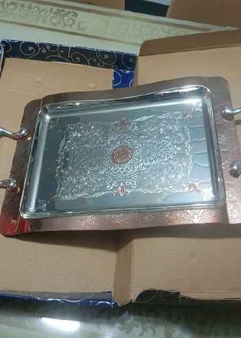 Parlak Kahverengi Desenli Servis Tepsisi - Görsel 2