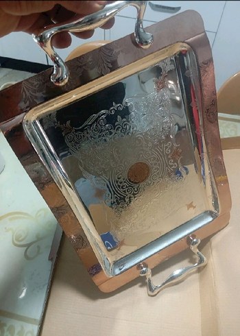 Parlak Kahverengi Desenli Servis Tepsisi - Görsel 3