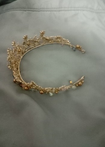 Boncuklu Bej Bohem Saç Aksesuarı - Görsel 4