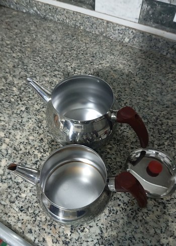 Kırmızı Saplı Çelik Çaydanlık Orta Boy - Görsel 4