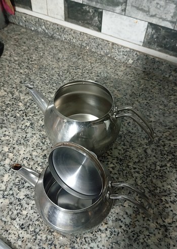 Gri Çelik Çaydanlık Seti Büyük Boy - Görsel 4