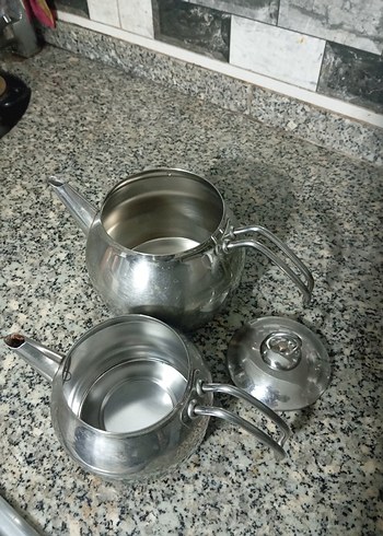 Gri Çelik Çaydanlık Seti Büyük Boy - Görsel 3