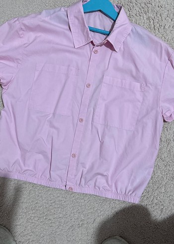 Pembe Kısa Kollu kız çocuk gömlek - Görsel 2