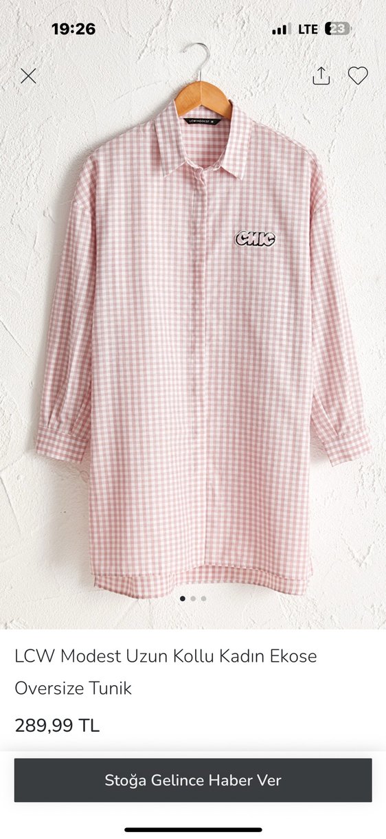 LCW Kadın Pembe Ekose Uzun Kollu Gömlek - Görsel 3