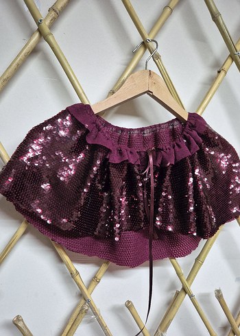 Parlak bordo Fırfırlı  pelerin - Görsel 2