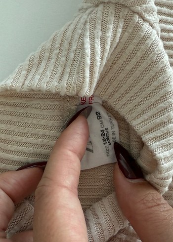 Kız Çocuk Bej Triko Boğazlı Kazak - Görsel 2