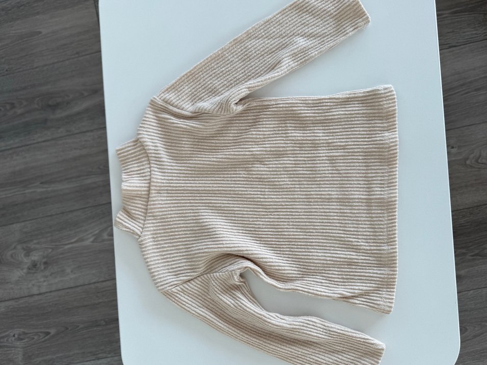 Kız Çocuk Bej Triko Boğazlı Kazak - Görsel 3