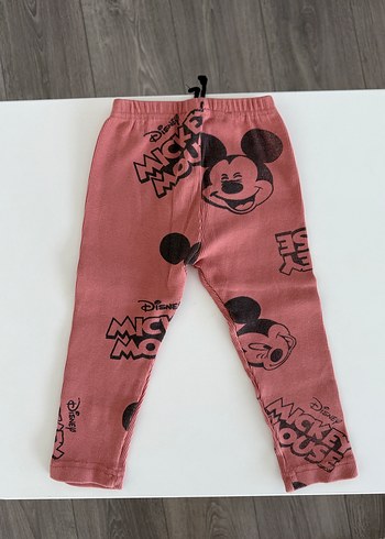 Zara Kız Çocuk Pembe Mickey Mouse Baskılı Pantolon tayt - Görsel 3
