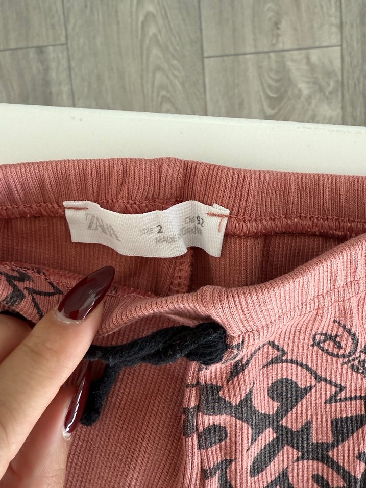 Zara Kız Çocuk Pembe Mickey Mouse Baskılı Pantolon tayt - Görsel 2