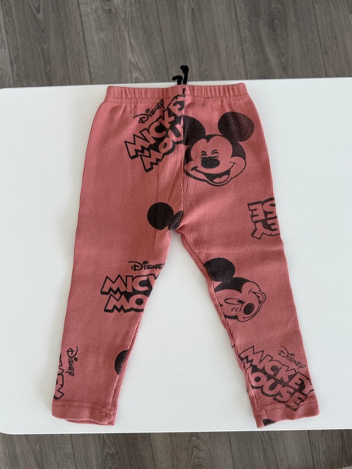 Zara Kız Çocuk Pembe Mickey Mouse Baskılı Pantolon tayt - Görsel 3