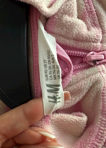 H&M Kız Çocuk Pembe Fermuarlı polar Ceket - Görsel 3