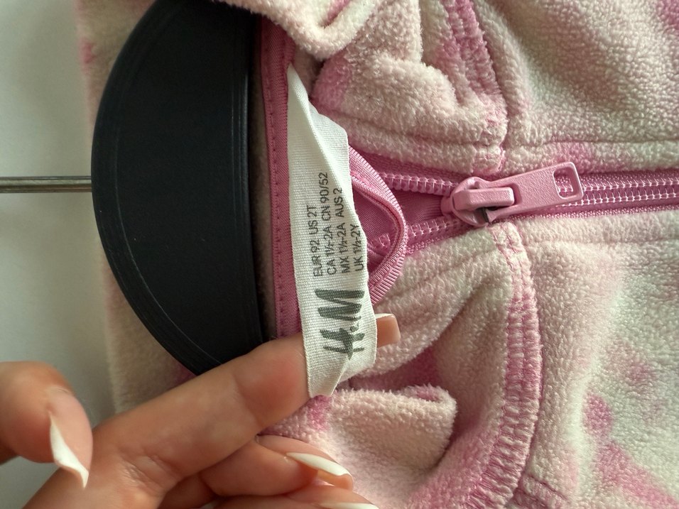 H&M Kız Çocuk Pembe Fermuarlı polar Ceket - Görsel 3