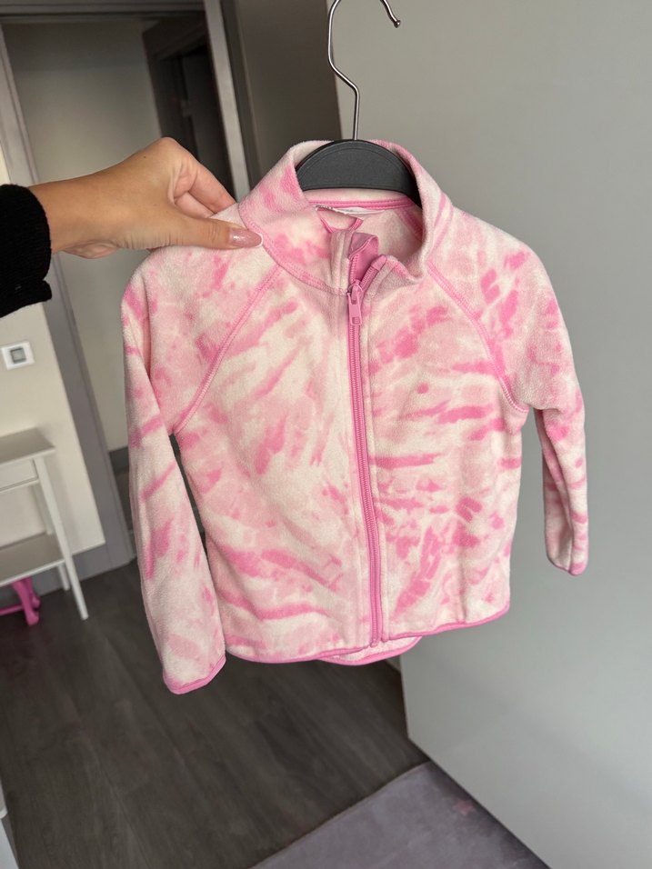 H&M Kız Çocuk Pembe Fermuarlı polar Ceket - Görsel 2