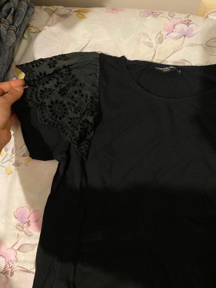 Düğmeli Siyah Hamile Tişörtü - Görsel 2