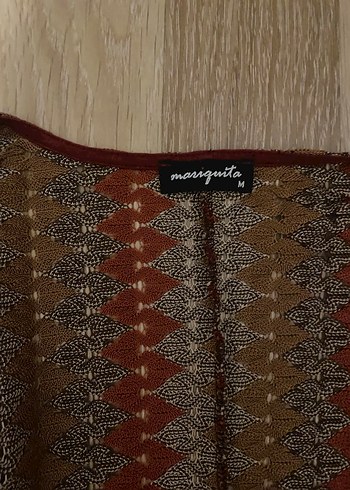 Bohem Çok Renkli Kısa Örgü Panço - Görsel 2