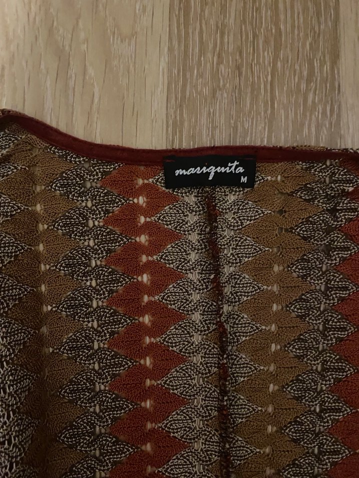 Bohem Çok Renkli Kısa Örgü Panço - Görsel 2