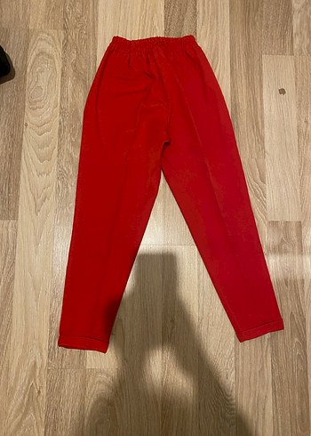 Kırmızı Kadın Pilili Kumaş Pantolon - Görsel 2