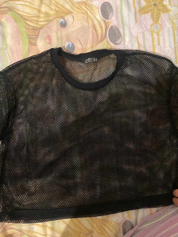 Siyah Dantel Detaylı File Bluz - Görsel 2