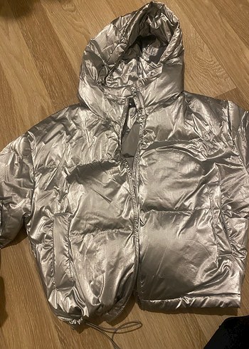 Gri Kapüşonlu Kadın Kış Montu - Görsel 2