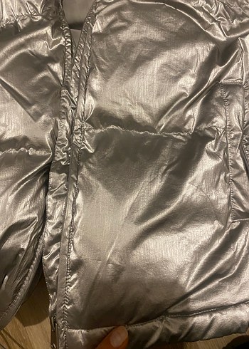 Gri Kapüşonlu Kadın Kış Montu - Görsel 7